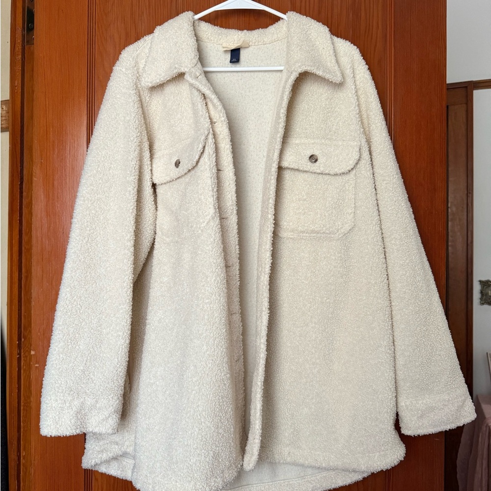 Universal Thread Cream Teddy Jacket Oversized Fit